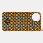 Elegant goud retro bloemenpatroon monogram Case-Mate iPhone case (Achterkant (horizontaal))