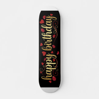 Elegant Goud & Rode Hart Gelukkig Verjaardag Roman Skateboard