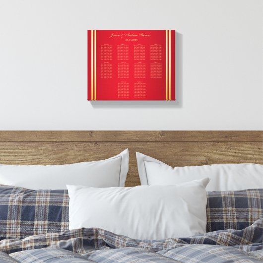 Elegant Goud & Rood, Trouwringen Zitting Grafiek Canvas Afdruk (Insitu (Slaapkamer))