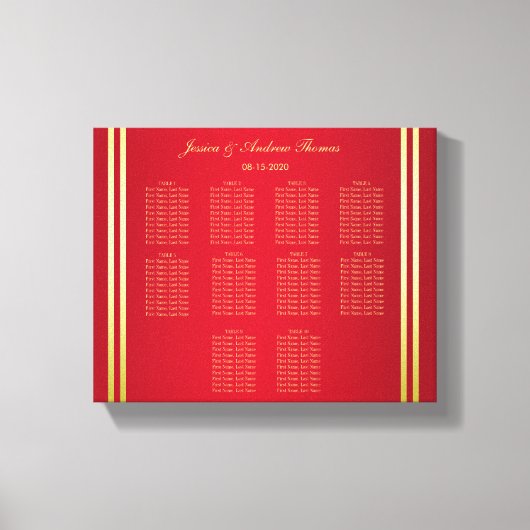 Elegant Goud & Rood, Trouwringen Zitting Grafiek Canvas Afdruk (Voorkant)