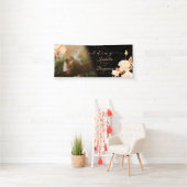 Elegant Goud Roos Zwart Bruiloft Banner (Insitu)