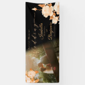 Elegant Goud Roos Zwart Bruiloft Banner (Verticaal)