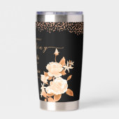 Elegant Goud Roos Zwart Bruiloft Geïsoleerde Drinkbeker (Achterkant)