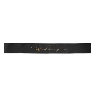 Elegant Goud Roos Zwart Bruiloft Lint