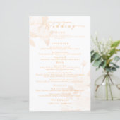 Elegant Goud Roos Zwart Bruiloft Menu (Staand voorkant)