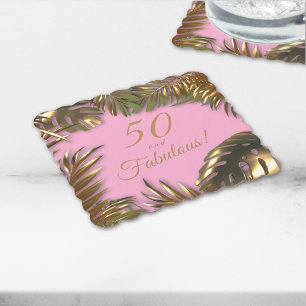 Elegant Goud Roze 50 Fabulous Verjaardag Kartonnen Onderzetters