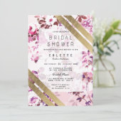 Elegant Goud Roze Bloemen Gestreept Vrijgezellenfe Kaart (Staand voorkant)