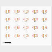 Elegant Goud Roze Bloemen Monogram Initiaal Letter Ronde Sticker (Vel)