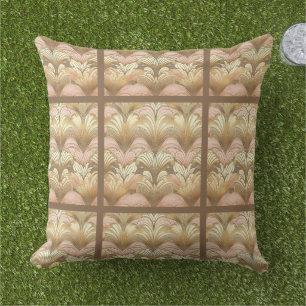 Elegant goud, roze en witte schelp patroon buitenkussen