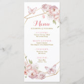 Elegant Goud Roze Geometrisch Bloemen Quinceañera Menu (Voorkant)