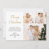 Elegant Goud Script 3 Multi Photo Christmas Feestdagenkaart (Voorkant)