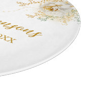 Elegant Goud Script Bloemen Custom Ingesteld Jaar Snijplank (Hoek)