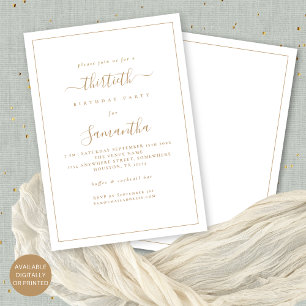 Elegant Goud Script Border 30e Verjaardagsfeestje Kaart