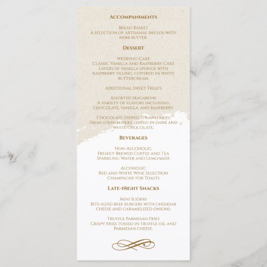 Elegant Goud Script Bruiloft Menu (Achterkant)