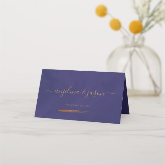 Elegant Goud Script Emerald Paarse bruiloft (Voorkant)