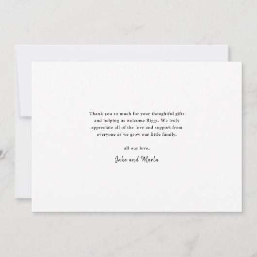 Elegant Goud Script Foto Baby Bedankkaart (Achterkant)