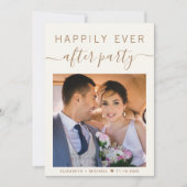 Elegant Goud Script Foto Cream Bruiloft Receptie Kaart (Voorkant)