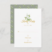 Elegant Goud Script Mistletoe Winter Bruiloft RSVP (Voorkant / Achterkant)