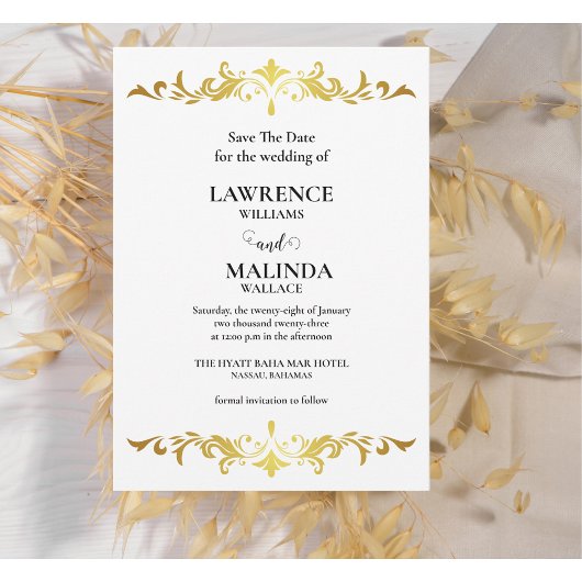 Elegant Goud Script Monogram Bruiloft Opslaan De D Save The Date