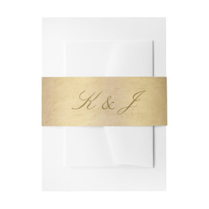 Elegant Goud Script Monogram Glanzend Goud Bruilof Uitnodigingen Wikkel