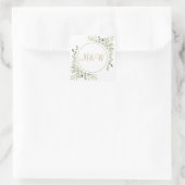 Elegant Goud Script Monogram Initialen Groen Vierkante Sticker (Tas)
