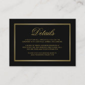 Elegant Goud Script Monogram Zwart Bruiloft Detail Informatiekaartje (Voorkant)