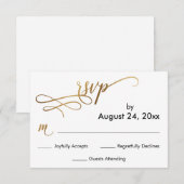 Elegant Goud Script op Eenvoudige RSVP-kaart RSVP Kaartje (Voorkant / Achterkant)