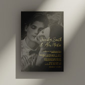 Elegant Goud Script Portret Foto Bruiloft Folie Uitnodiging