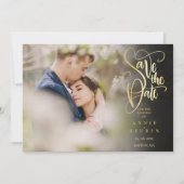 Elegant Goud Script QR Code Foto Bruiloft Save The Date (Voorkant)