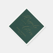 Elegant Goud Script Smaragd Groen Bruiloft Servett Servet (Hoek)