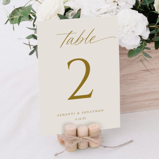 Elegant Goud Script Trouwtafel Nummers Kaart