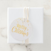 Elegant Goud Script Vrolijk Kerstmis Sneeuwvlokken Bedankjes Labels (Met doos)