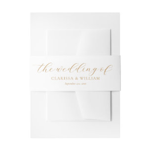 Elegant Goud Script Wit Bruiloft Uitnodigingen Wikkel