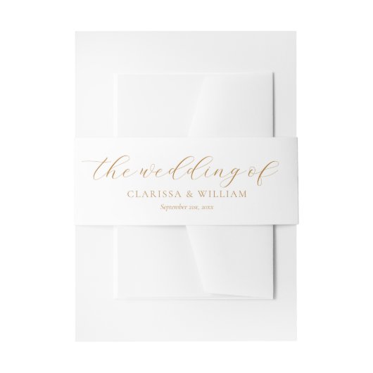 Elegant Goud Script Wit Bruiloft Uitnodigingen Wikkel (Voorkant Voorbeeld)