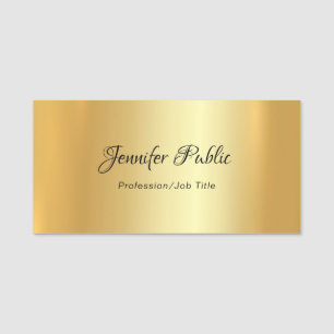 Elegant Goud Sjabloon Handgeschreven Script Modern Naamplaatje