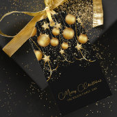 Elegant Goud Sparkle Kerstmis Bauble Cadeaulabel