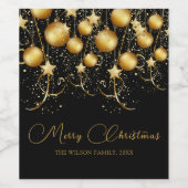 Elegant Goud Sparkle Kerstmis Partij Bauble Wijn Etiket (Enkel label)