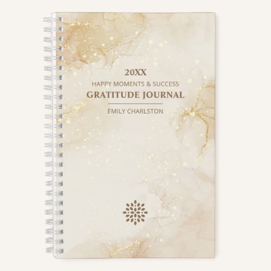Elegant Goud Sparkling Beige Waterverf Dankbaarhei Notitieboek (Voorkant)