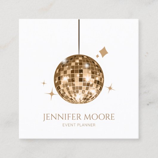 Elegant Goud Sparkly Disco Ball Custom Vierkante Visitekaartje (Voorkant)