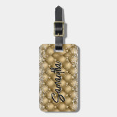 Elegant goud sparkly glitter monogram bagagelabel (Voorkant verticaal)