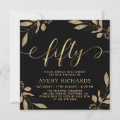 Elegant Goud Vijftig Script Zwart 50ste Verjaardag Kaart (Voorkant)
