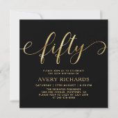 Elegant Goud Vijftig Script Zwart 50ste Verjaardag Kaart (Voorkant)