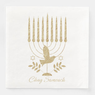 Elegant Goud Vliegende Duif Menorah Chanoeka Servet