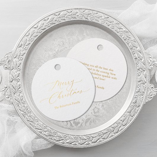 Elegant Goud "Vrolijk Kerstfeest" Gift Label