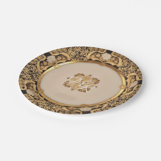 Elegant Goud Weens Bruiloft Serveerpapier Bord (Gekanteld)