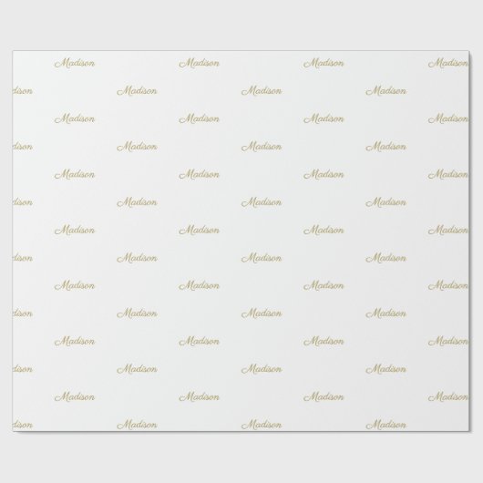 Elegant goud wit aangepaste script naam Verjaardag Cadeaupapier (Vlak)