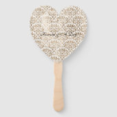 Elegant goud wit chique damast handwaaier (Voorkant)