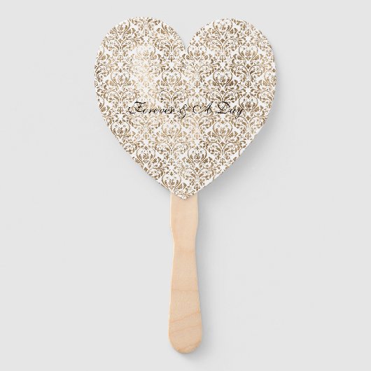 Elegant goud wit chique damast handwaaier (Voorkant)