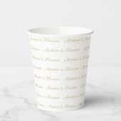 Elegant goud wit Eigen script partnernamen chic Papieren Bekers (Links)