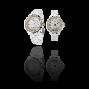 Elegant Goud Wit Faux Marble Custom Horloge